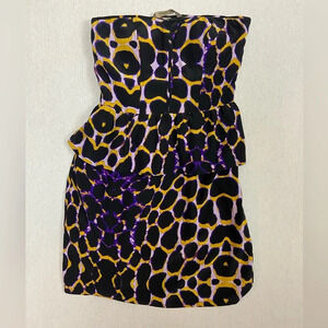 Charlie Jade 100% silk strapless party cocktail dress Sz XS